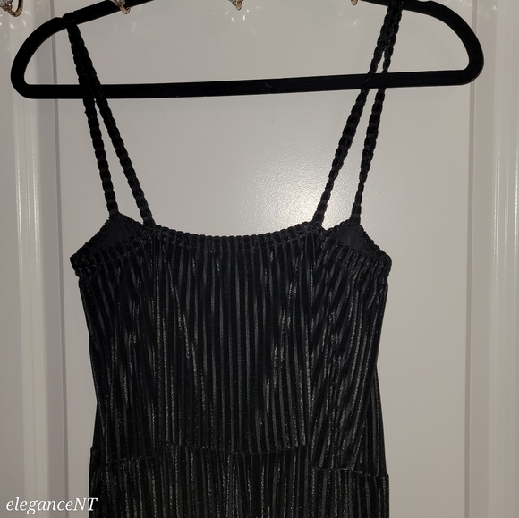 Pretty Little Thing Black Striped Textered Jumpsuit Sz: 14 - Picture 5 of 10